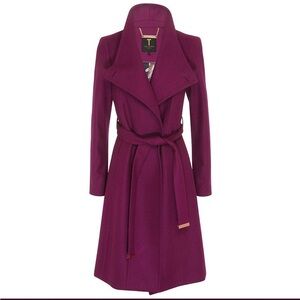 Ted Baker Lorili Long Wrap Coat Wool & Cashmere Blend Size 1 NWOT
